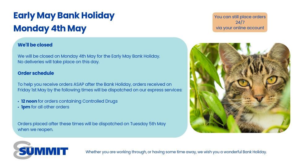 Summit will be closed on Monday 4th May for the Early Spring Bank Holiday